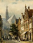 Manu figures in the streets of Haarlem by Cornelis Springer